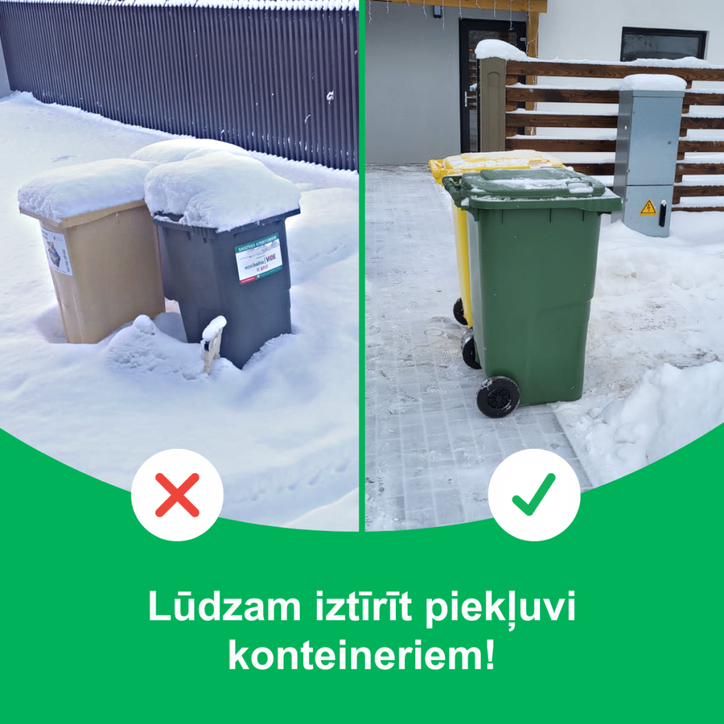 Siguldas pilsētas SIA “JUMIS” aicina klientus ziemas sezonā nodrošināt brīvu piekļuvi konteineriem