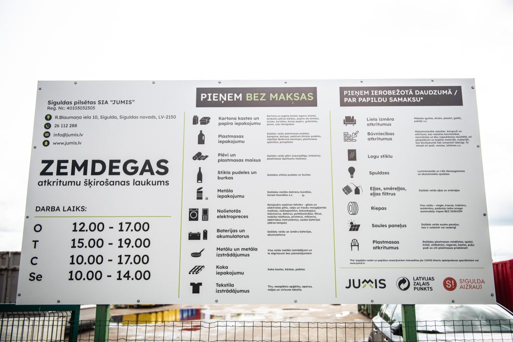 Paplašinātas iespējas atkritumu šķirošanas laukumā “Zemdegas” – tagad bez maksas var nodot ne tikai bīstamos atkritumus kā eļļu un eļļas filtrus, bet arī PVC logu rāmjus, durvis un palodzes
